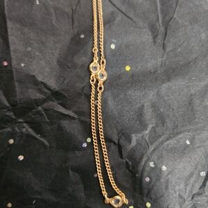 AVON Gold-Tone Chain Necklace with Clear Stone Accents